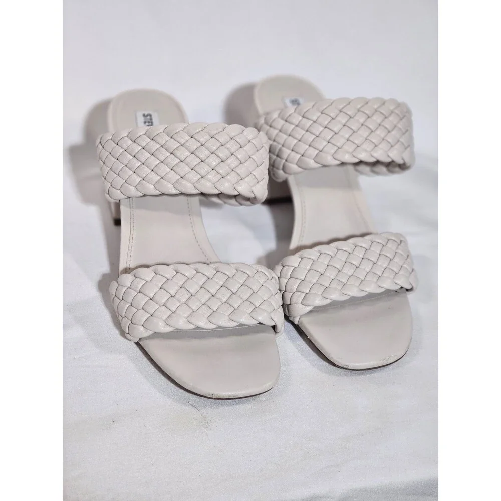 STEVE MADDEN Sandals Heel Daphnee Braided Block Size 10M Bone color - Picture 4 of 5